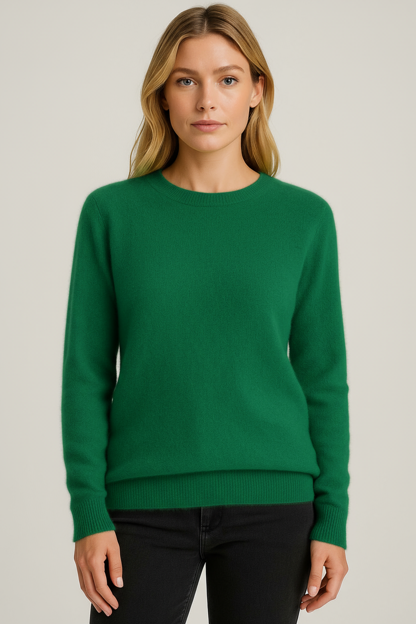Damen Kaschmir Pullover mit Rundhalsausschnitt weich