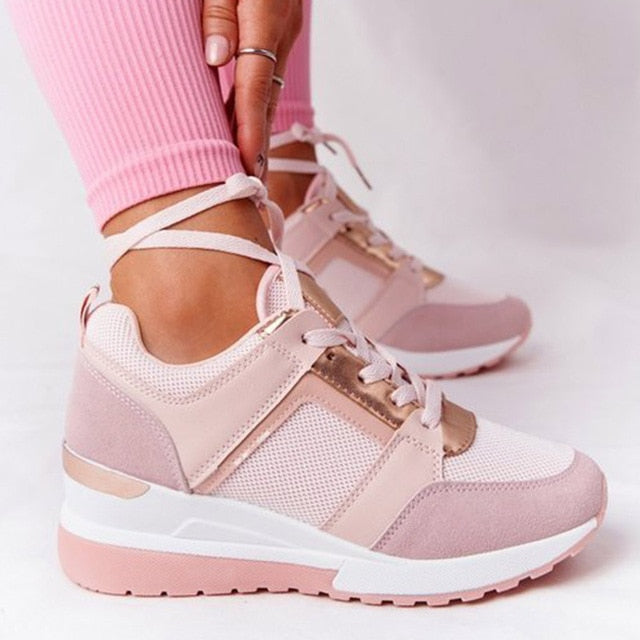 Damen Sneaker mit Keilabsatz und Reißverschluss