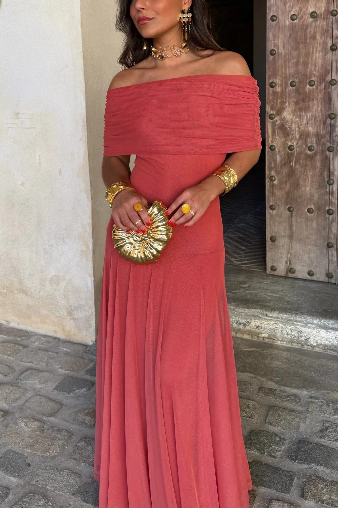 Brittany Damen One-Shoulder Mesh-Maxikleid für den Sommer