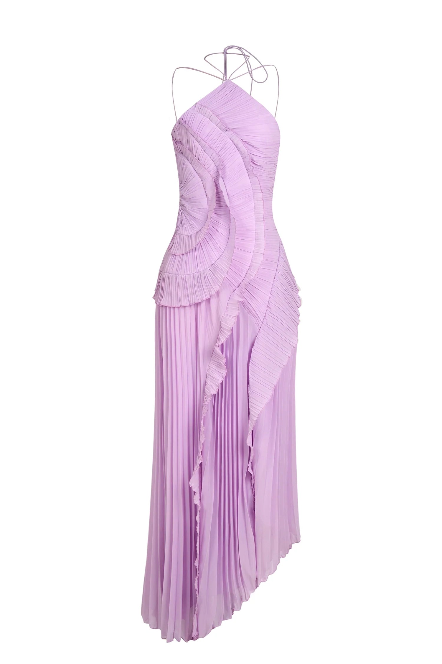 Eliza Damen plissiertes Rüschen-Maxikleid