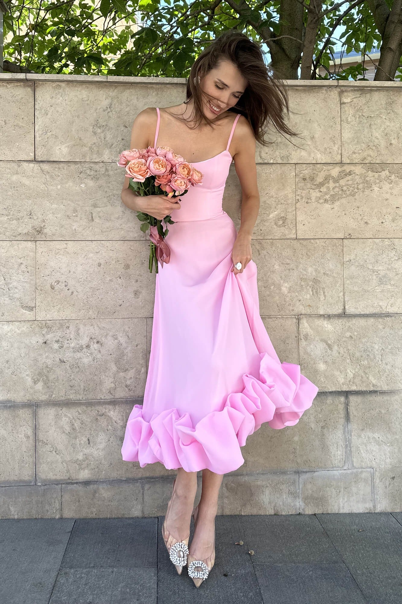 Heather ärmelloses ausgestelltes Midi-Ballkleid