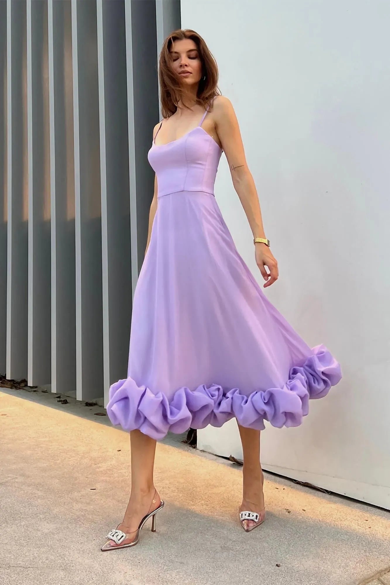 Heather ärmelloses ausgestelltes Midi-Ballkleid