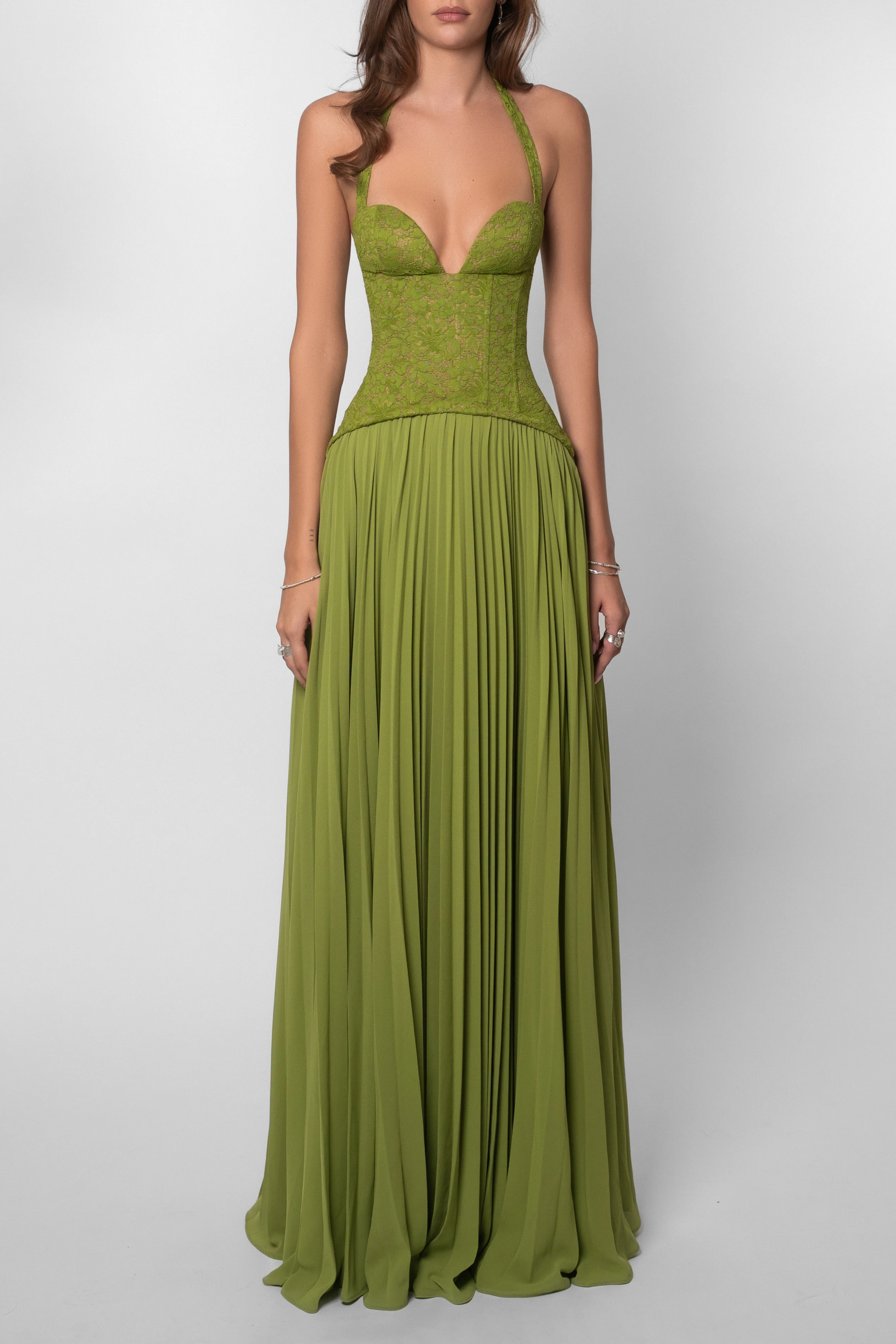 Kenley Damen plissiertes Korsett-Maxikleid