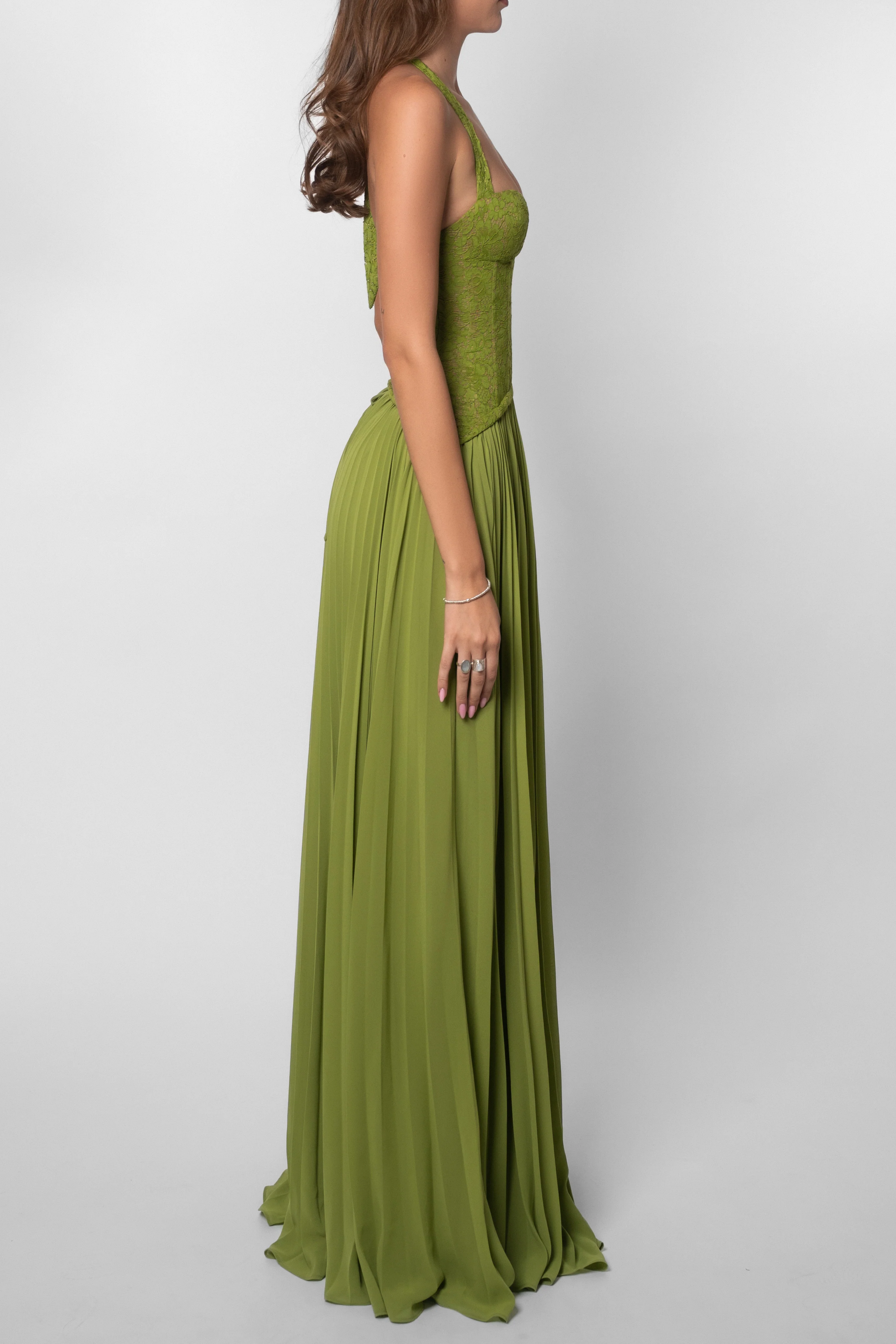 Kenley Damen plissiertes Korsett-Maxikleid