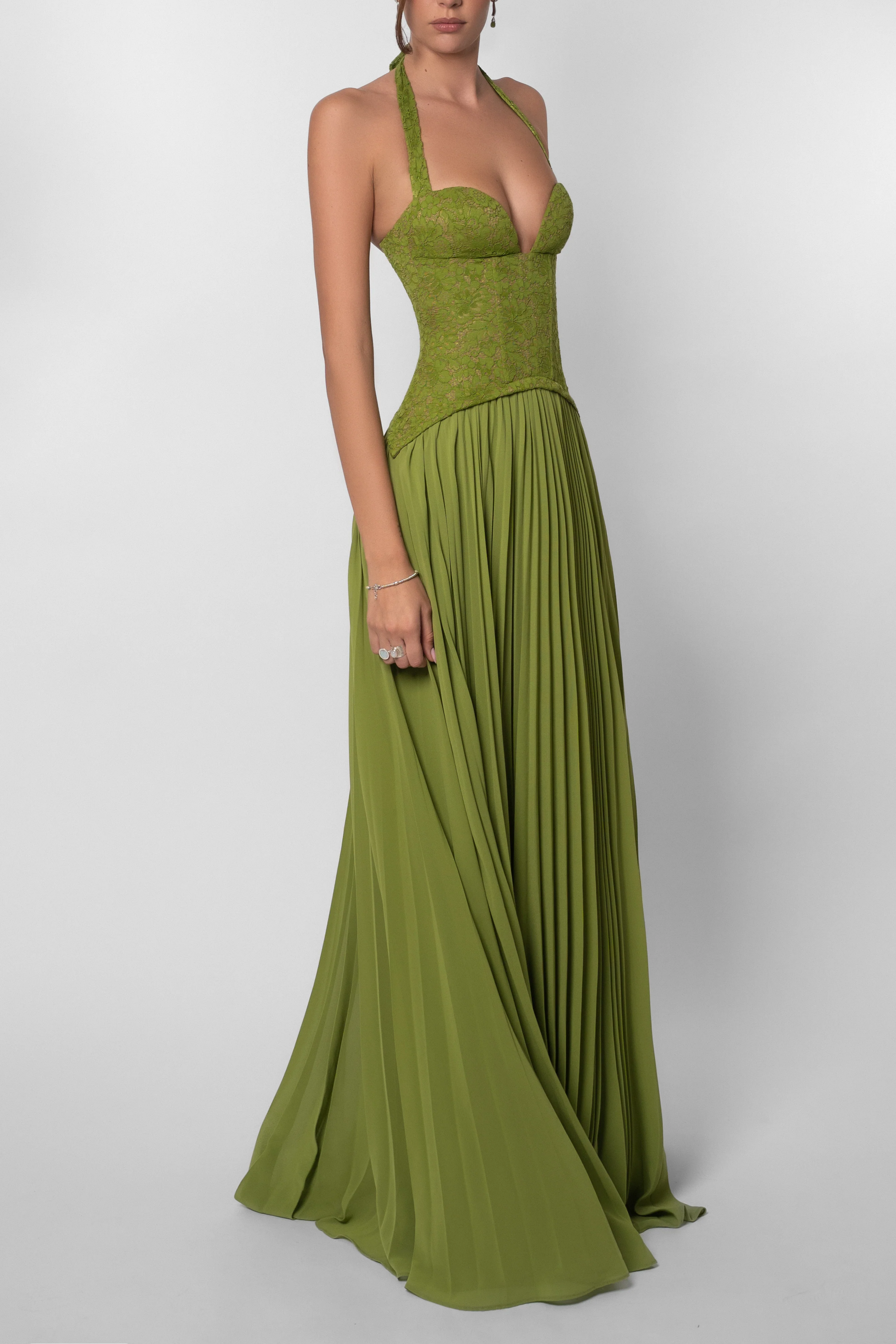 Kenley Damen plissiertes Korsett-Maxikleid