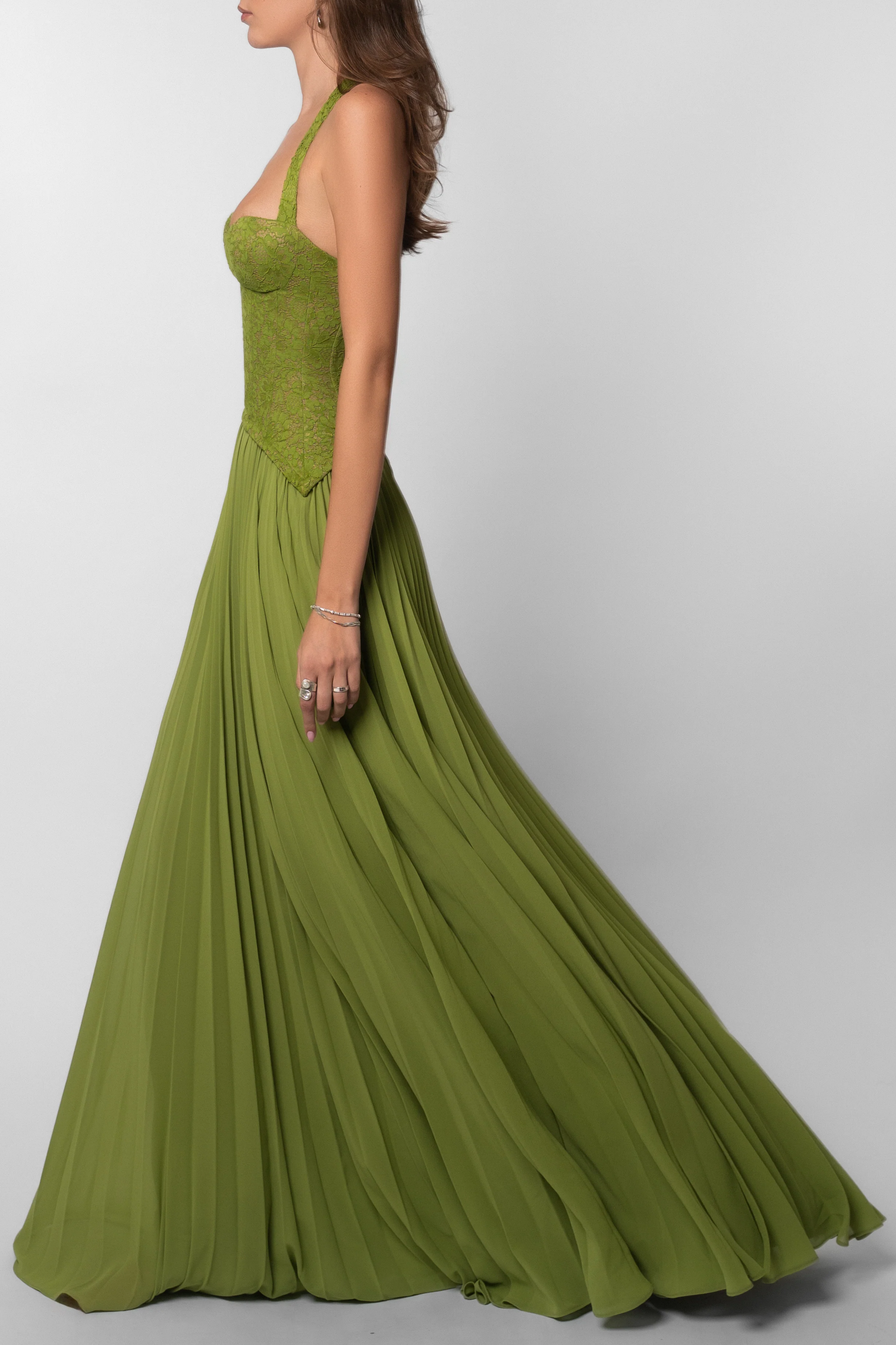 Kenley Damen plissiertes Korsett-Maxikleid