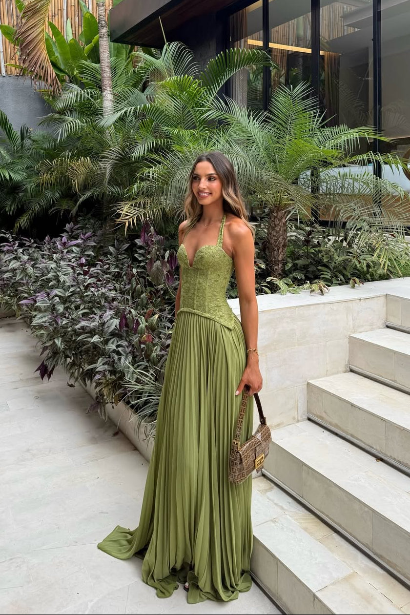 Kenley Damen plissiertes Korsett-Maxikleid