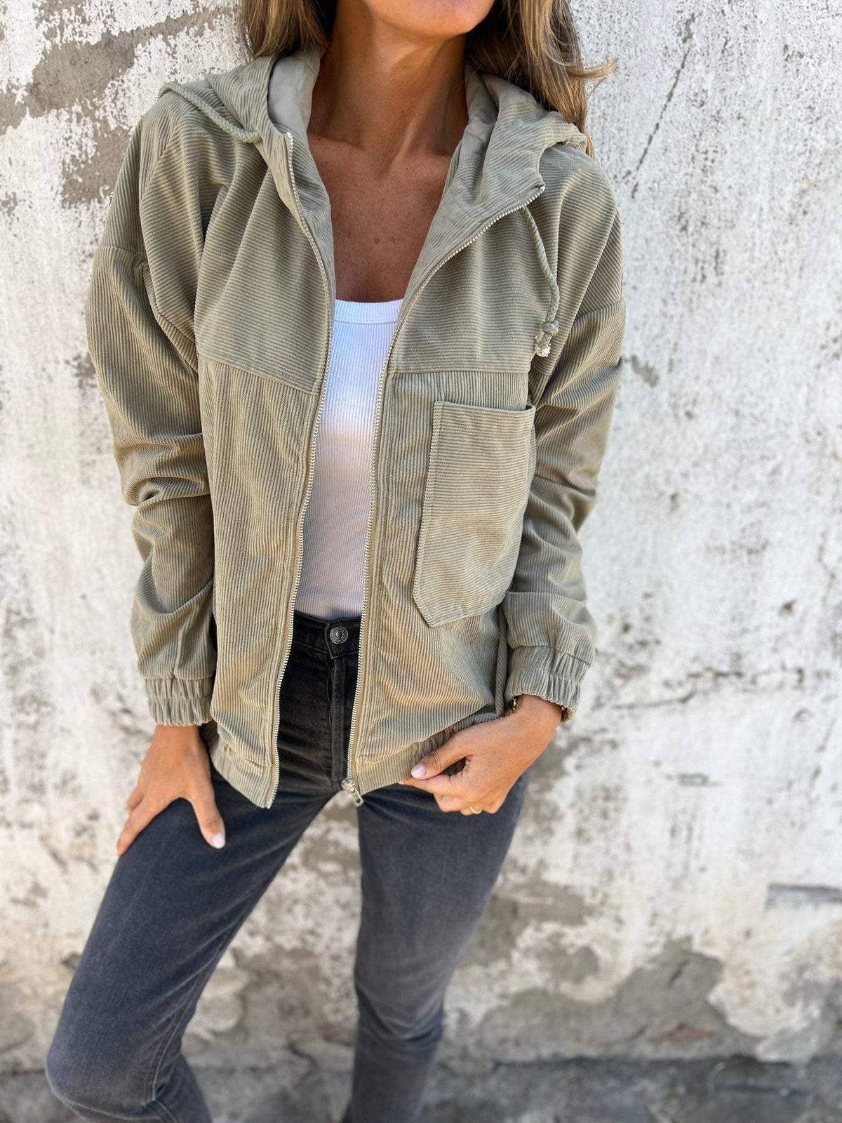 Jacke Damen mit Kapuze vielseitig tragbar