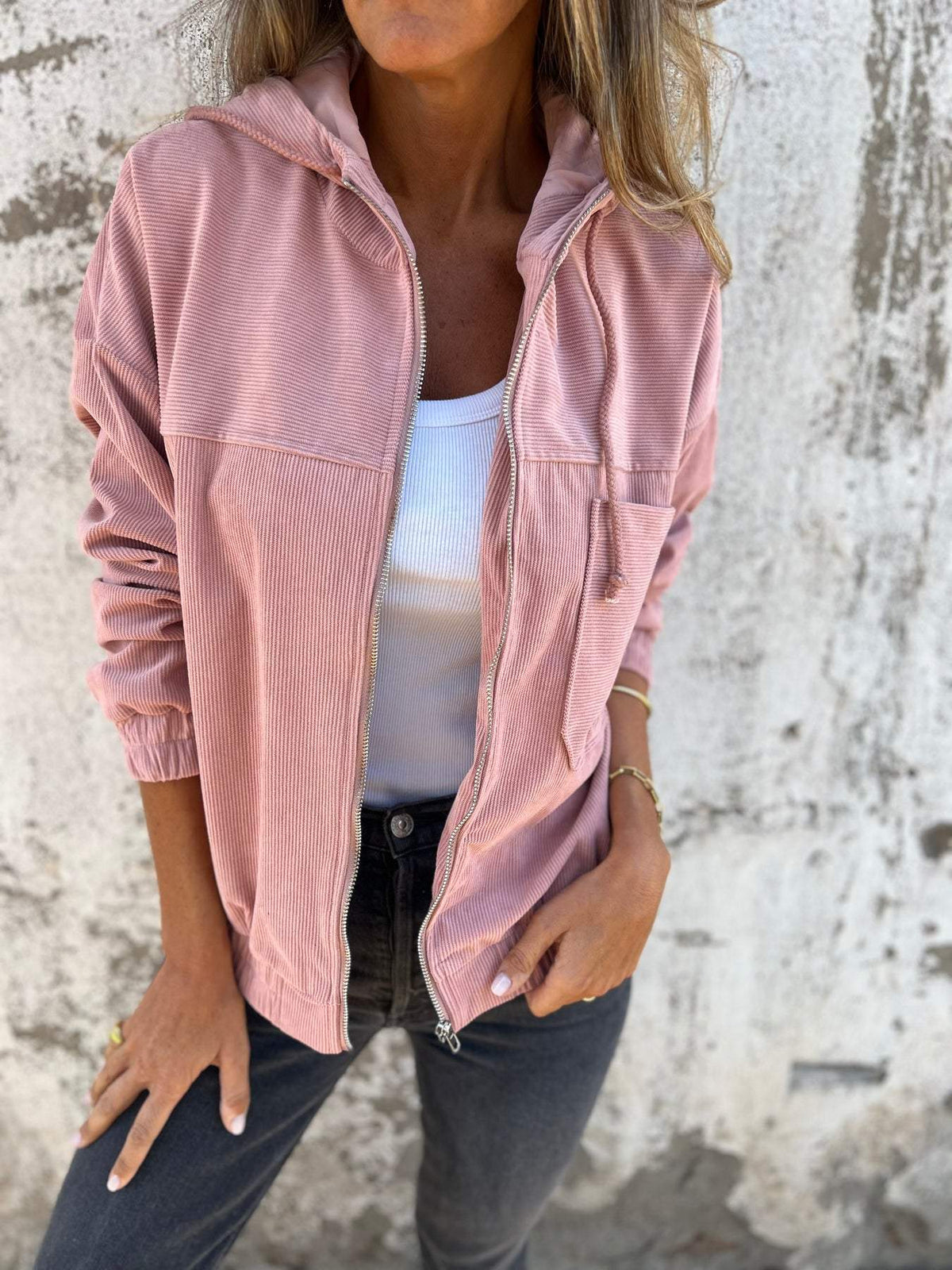 Jacke Damen mit Kapuze vielseitig tragbar