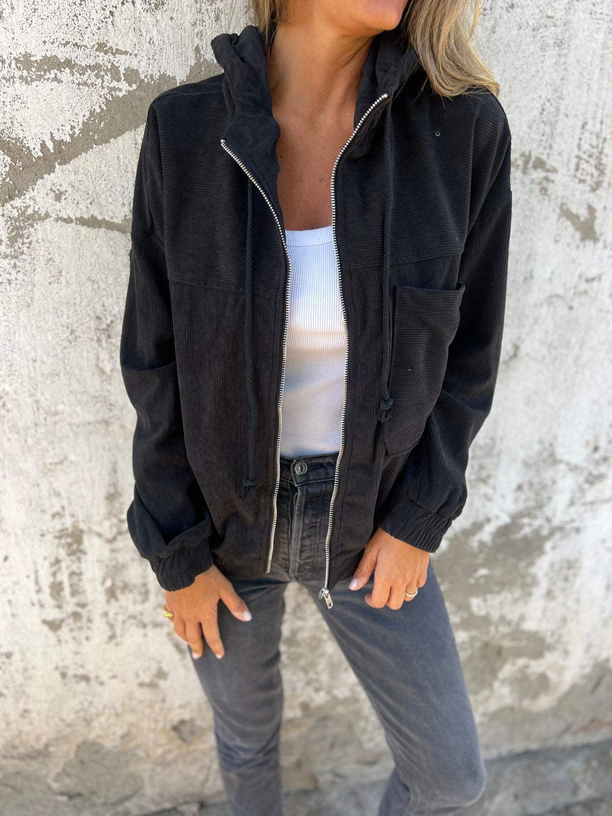 Jacke Damen mit Kapuze vielseitig tragbar