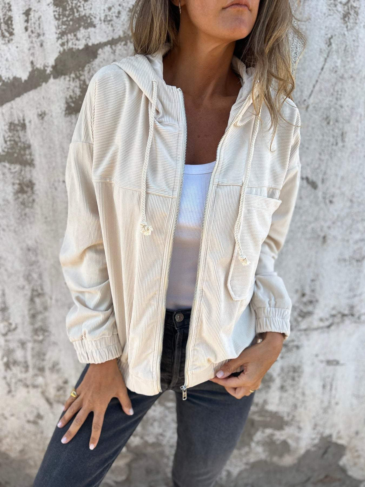 Jacke Damen mit Kapuze vielseitig tragbar