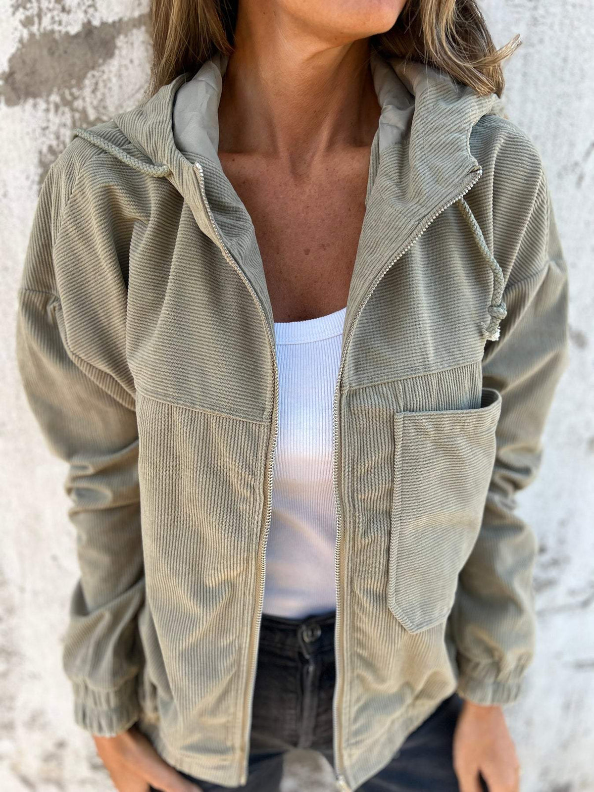 Jacke Damen mit Kapuze vielseitig tragbar