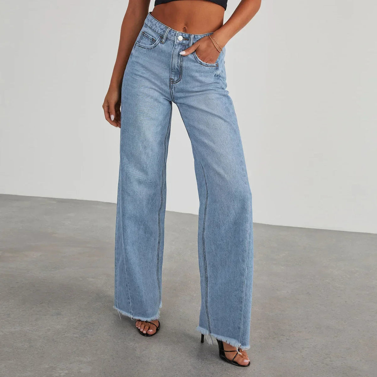 Damen Weitbein Jeans für Freizeit und City