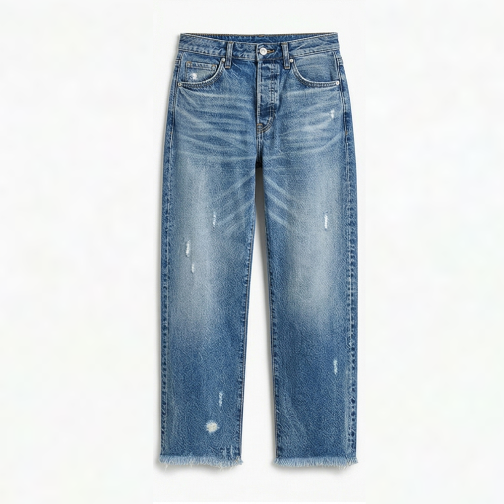 Damen Retro Fransen Jeans