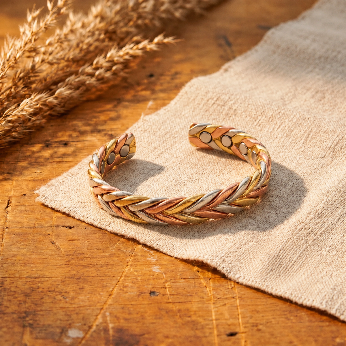Kupferarmband mit Flechtmuster