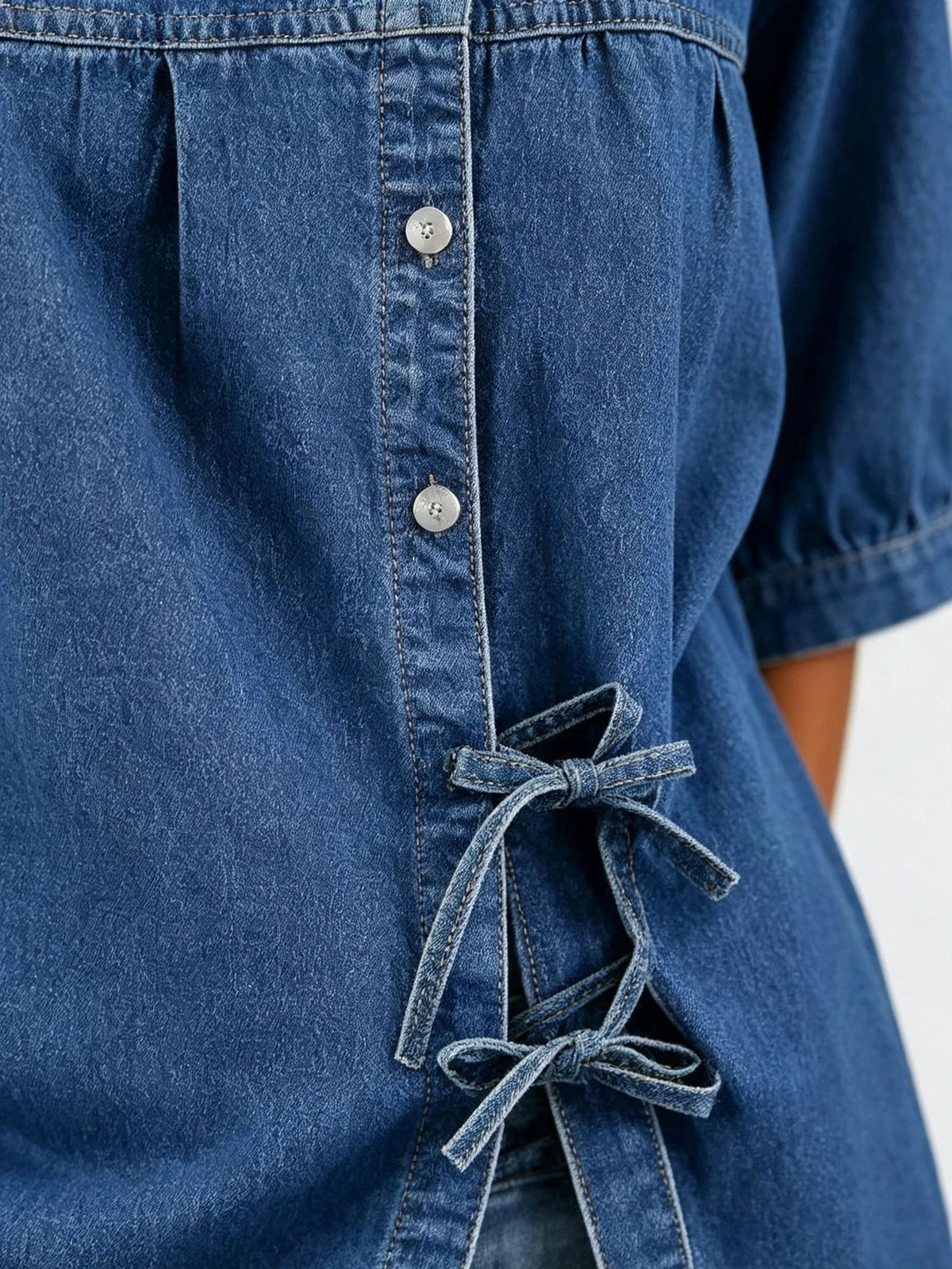 Lily Damen Denim Bluse im Vintage Stil