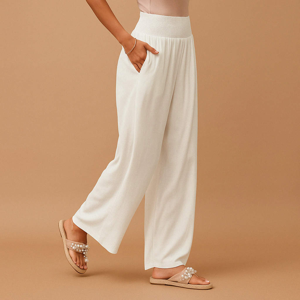 Damen High Waist Hose mit elastischem Bund