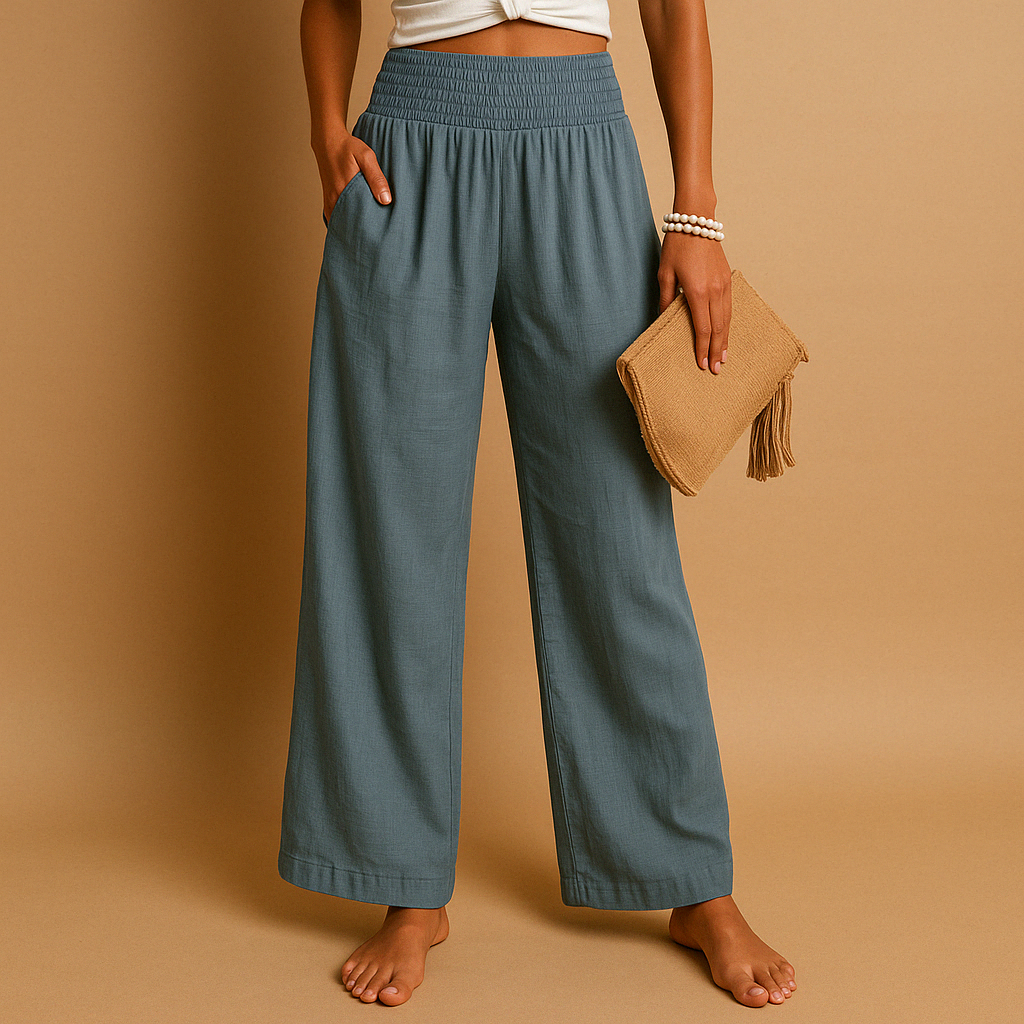 Damen High Waist Hose mit elastischem Bund