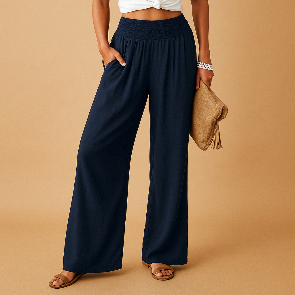 Damen High Waist Hose mit elastischem Bund