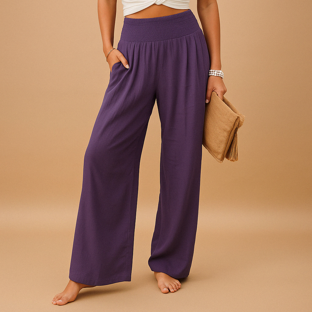 Damen High Waist Hose mit elastischem Bund