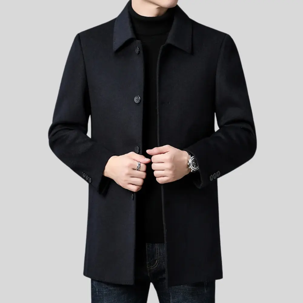 Herren klassischer langer Wollmantel für den Winter