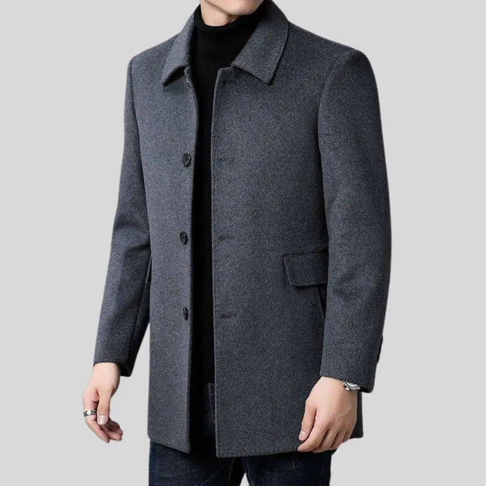 Herren klassischer langer Wollmantel für den Winter