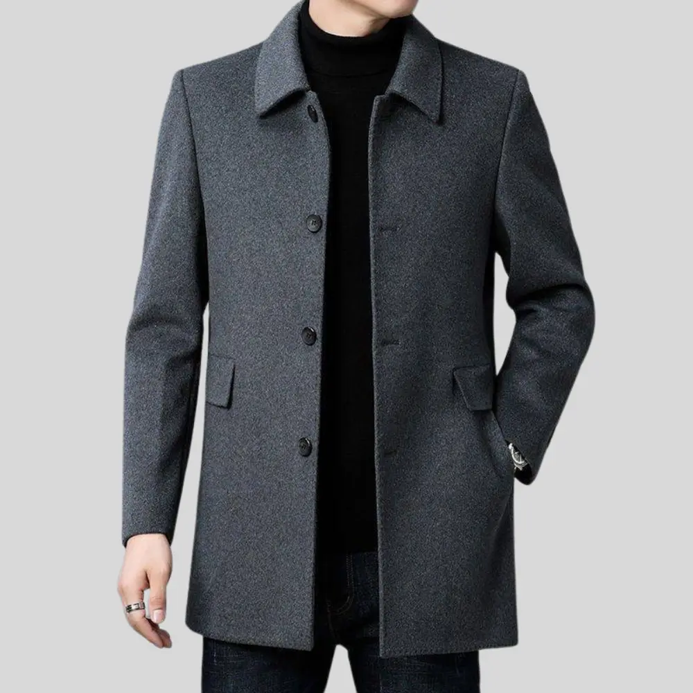 Herren klassischer langer Wollmantel für den Winter