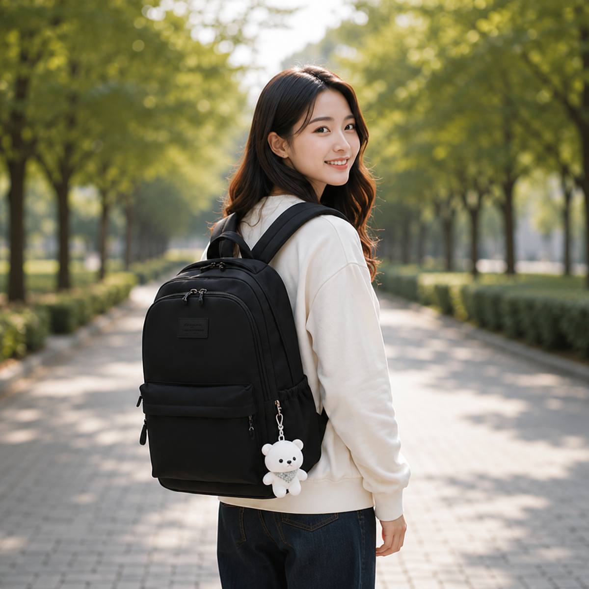 Damen Rucksack mit Laptopfach und vielen Taschen