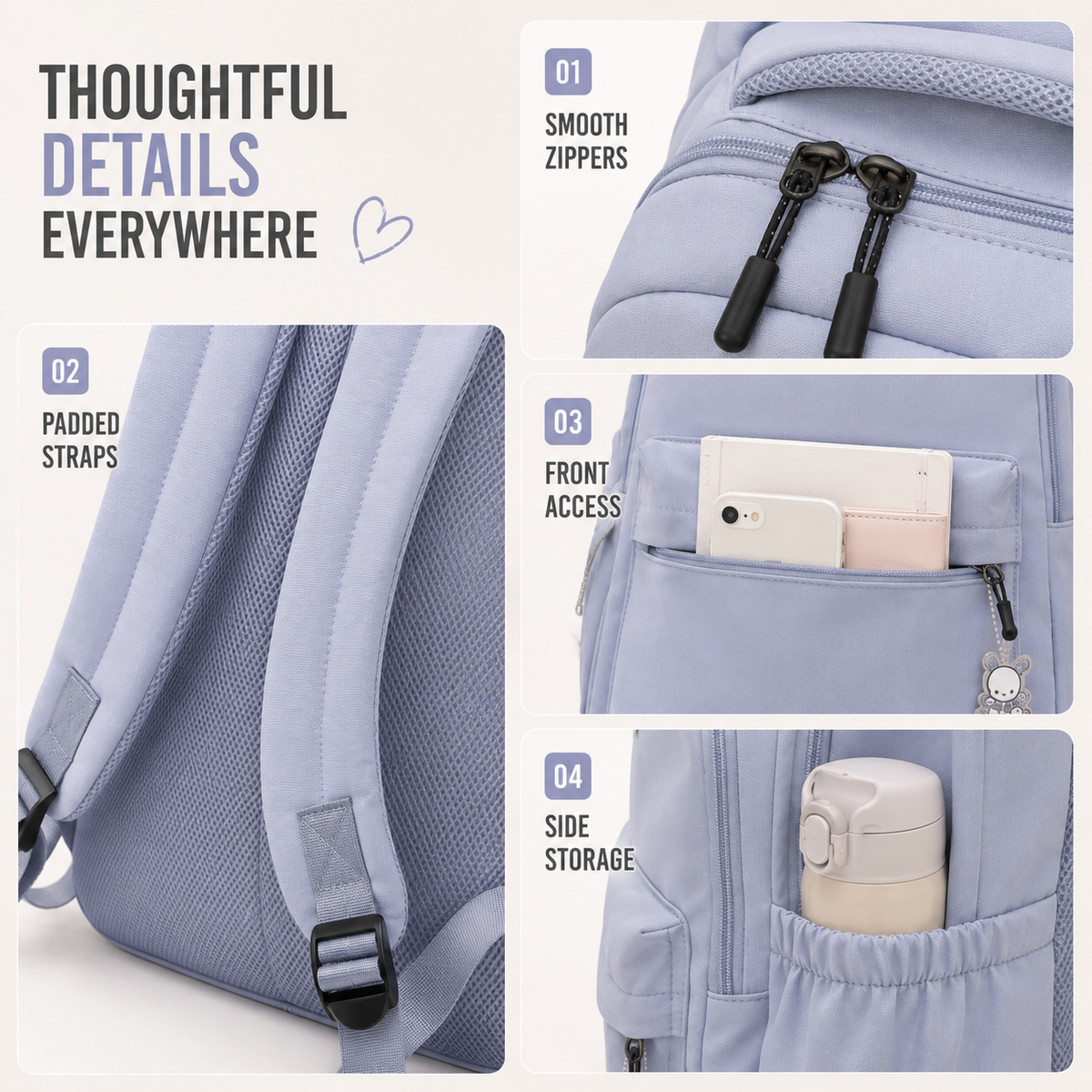 Damen Rucksack mit Laptopfach und vielen Taschen