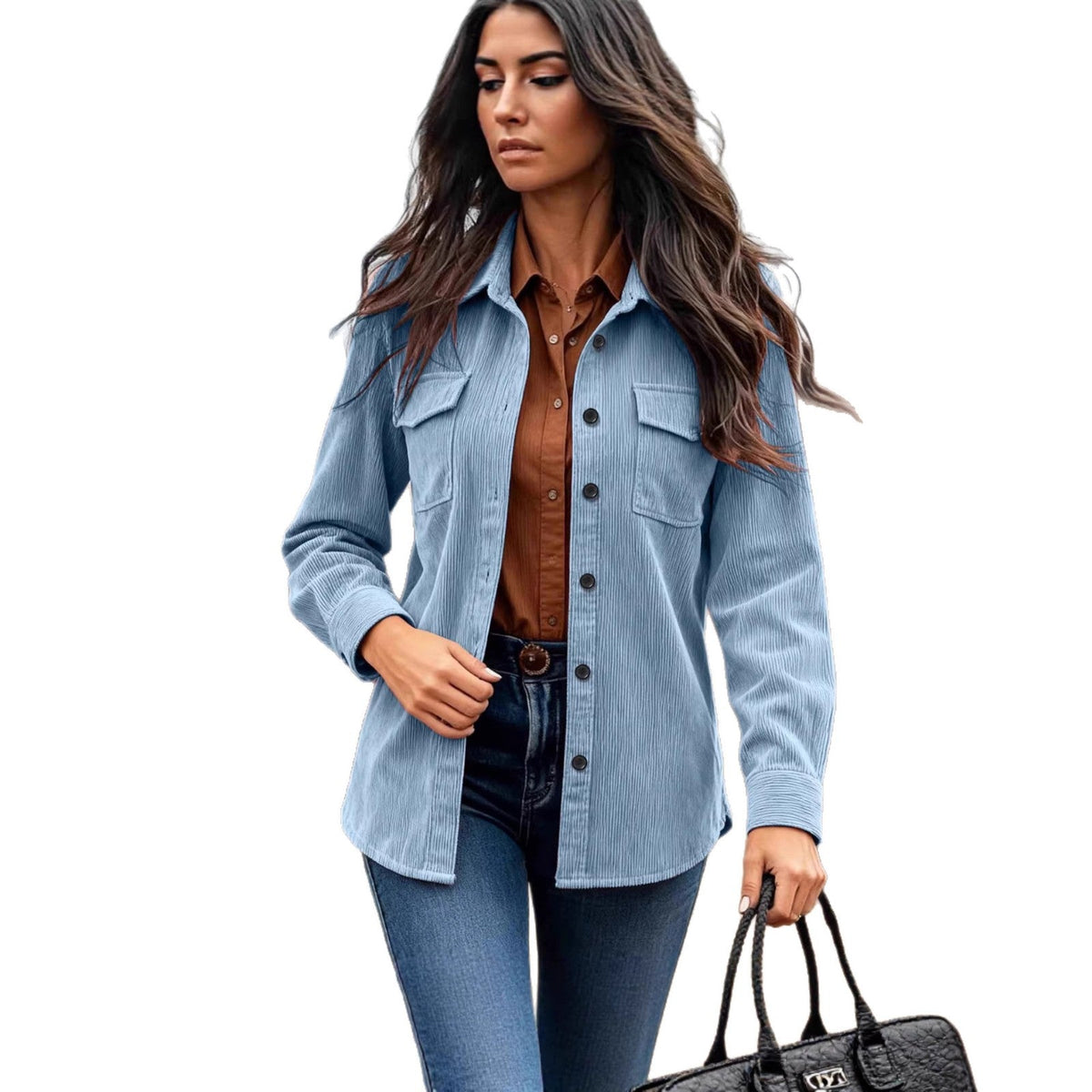 Damen Cordjacke mit Brusttaschen