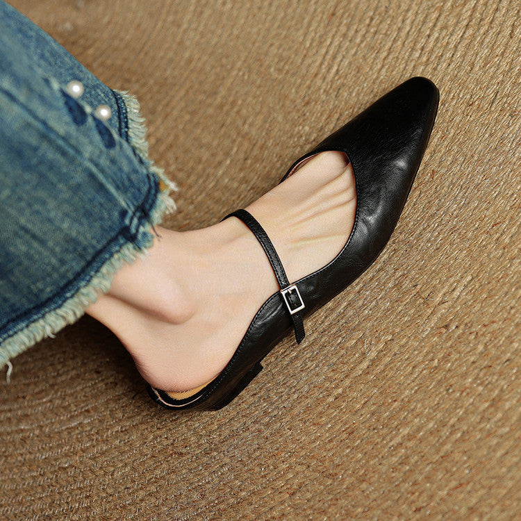 Damen Leder Mary Jane Mules