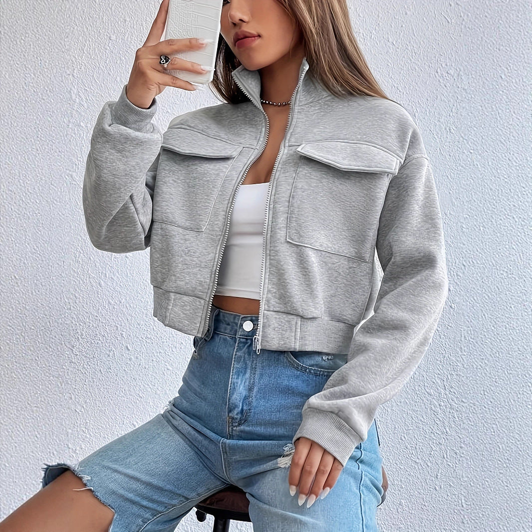Damen kurze Freizeitjacke mit Taschen