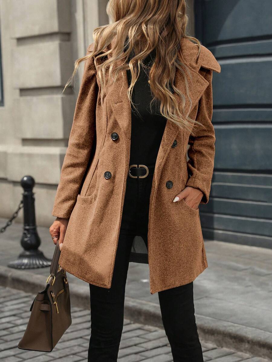 Damen Jacke mit Knöpfen Reverskragen und Taschen