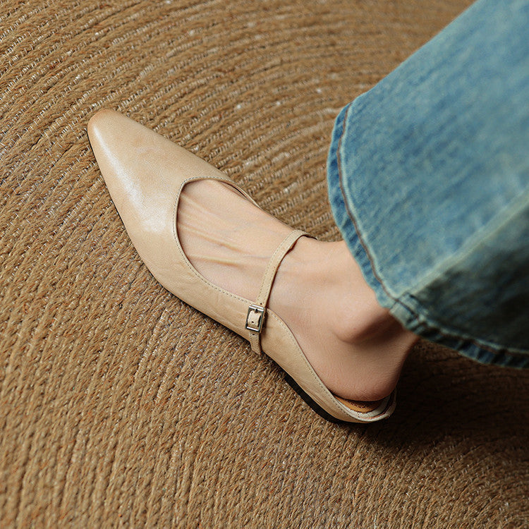 Damen Leder Mary Jane Mules