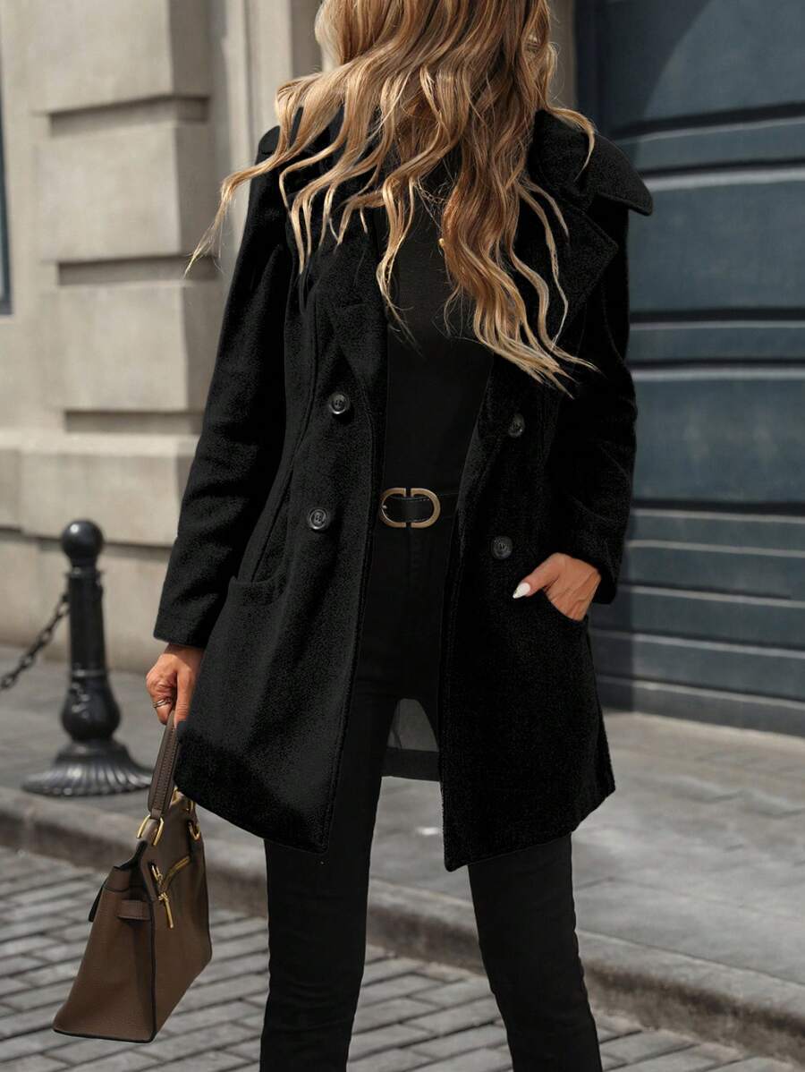 Damen Jacke mit Knöpfen Reverskragen und Taschen