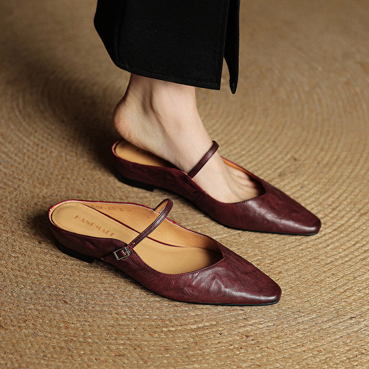 Damen Leder Mary Jane Mules