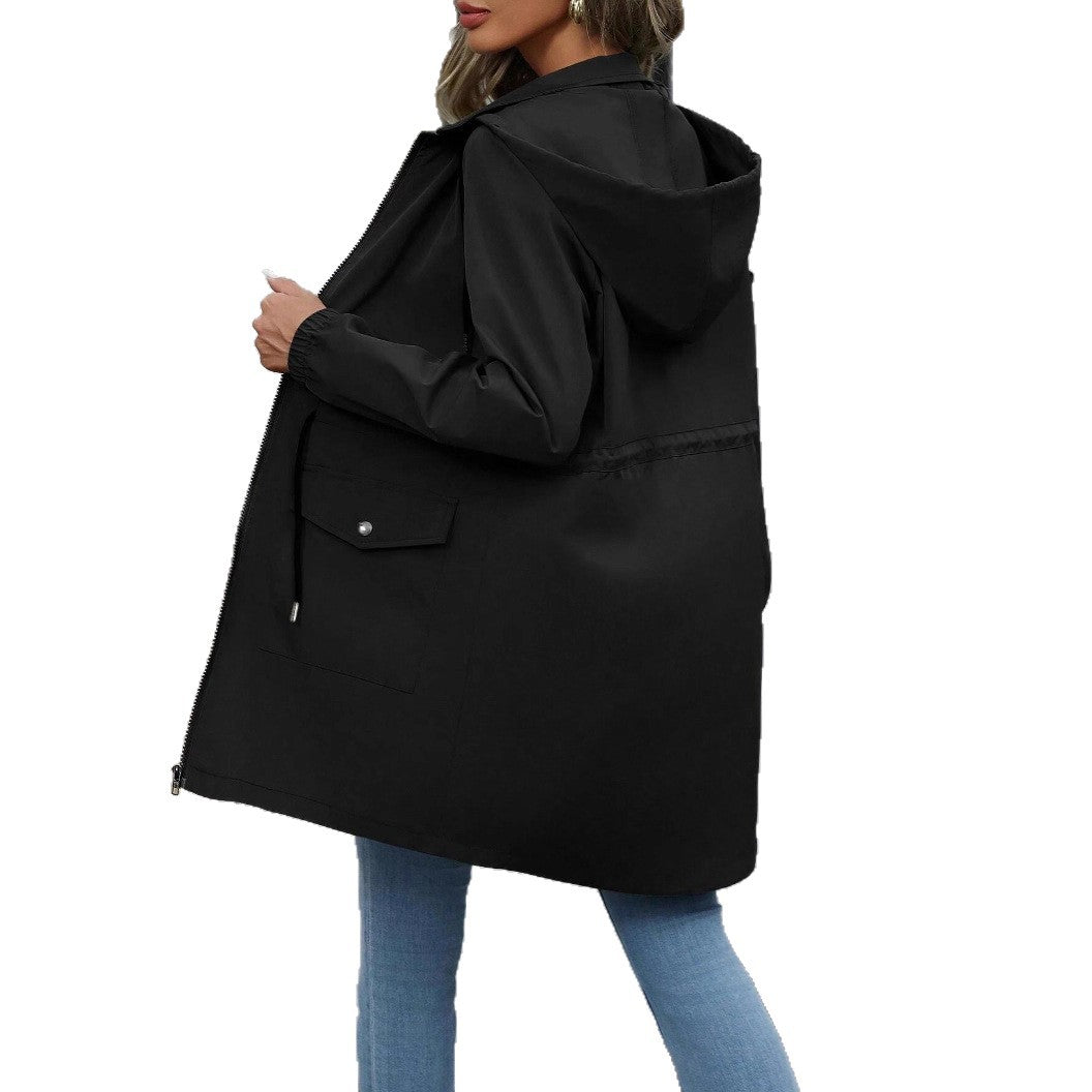Damen wasserabweisende Übergangsjacke mit Kapuze