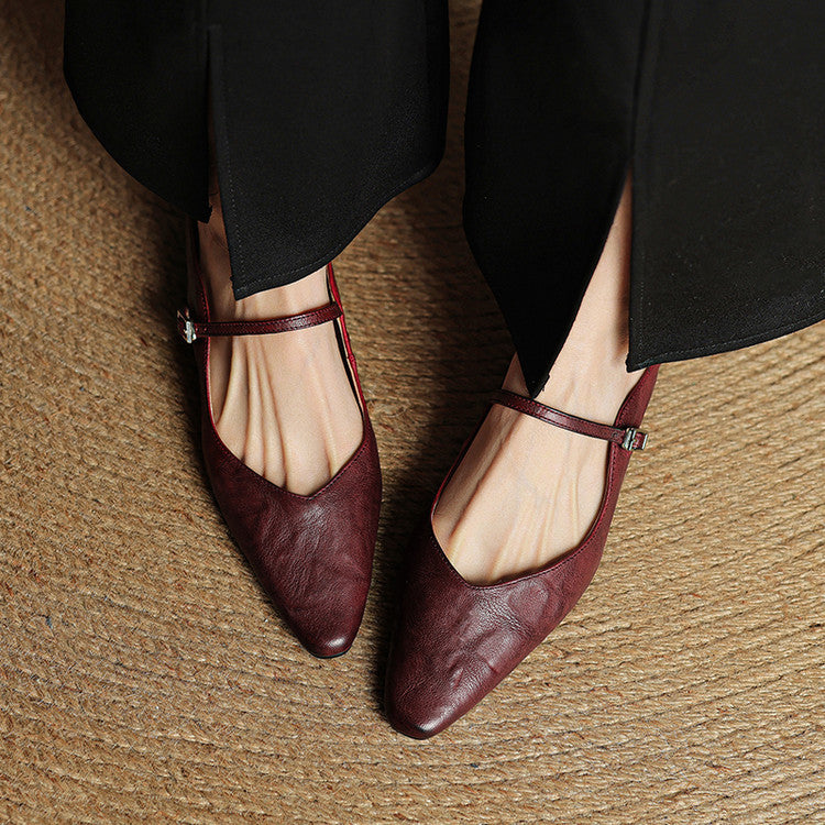 Damen Leder Mary Jane Mules