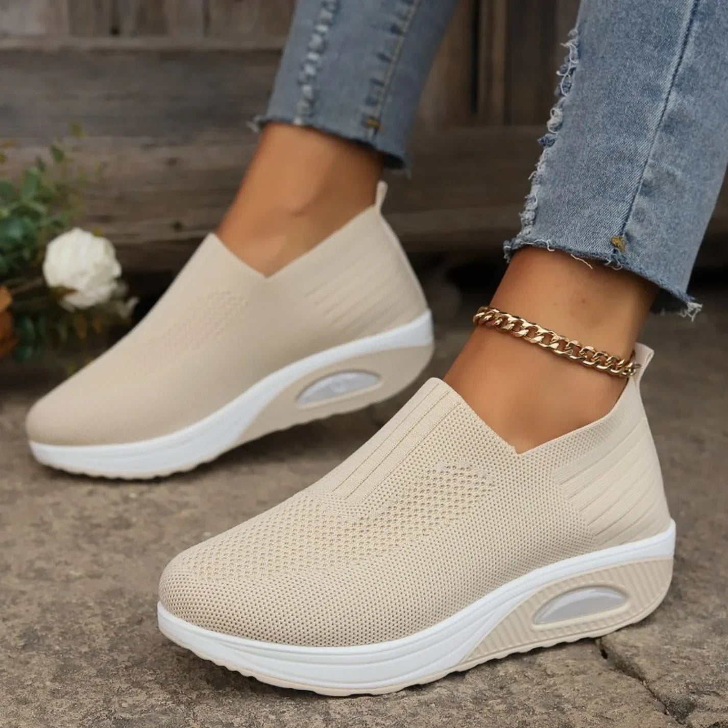 Damen Orthopädische Schuhe mit dämpfender Sohle und elastischem Einstieg