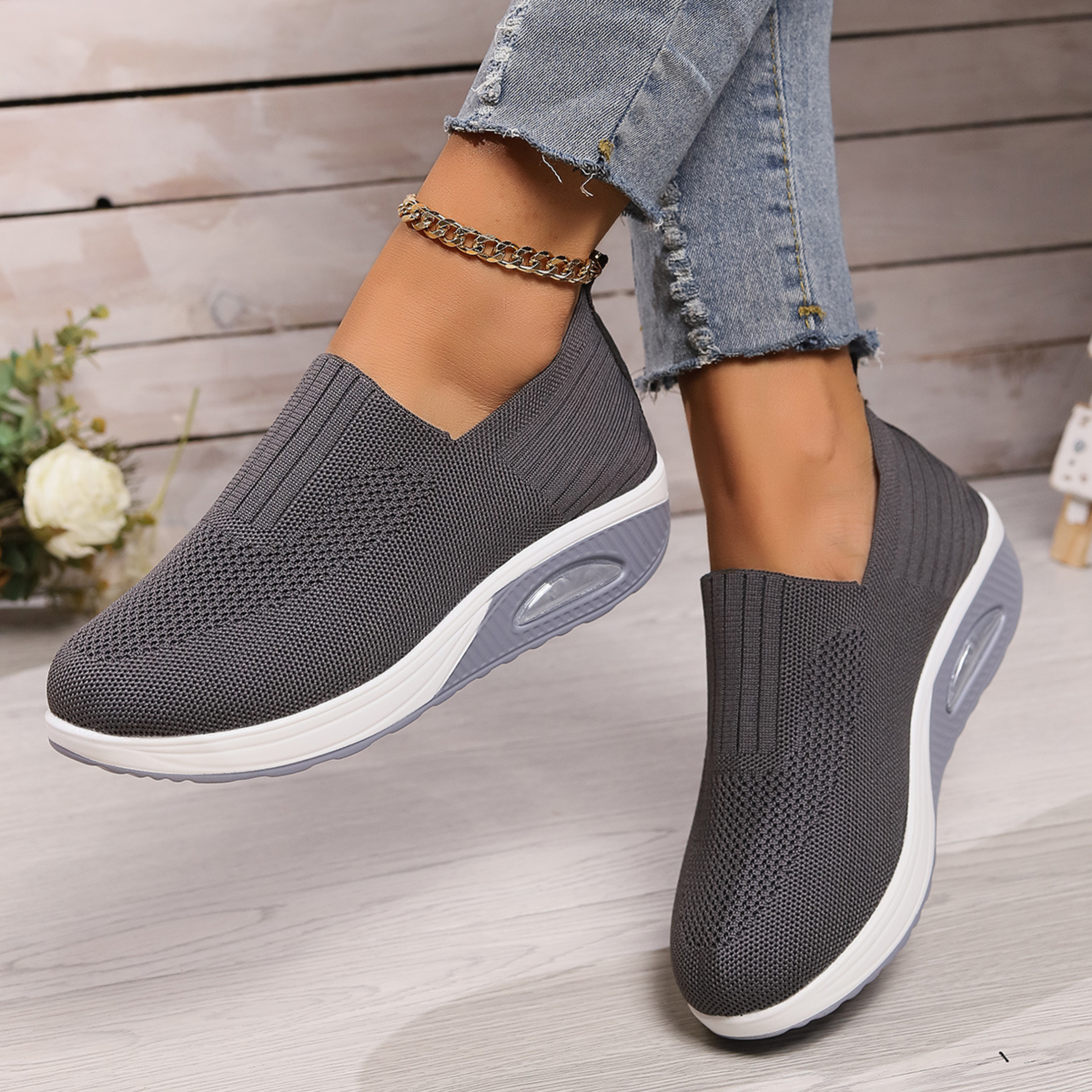Damen Orthopädische Schuhe mit dämpfender Sohle und elastischem Einstieg