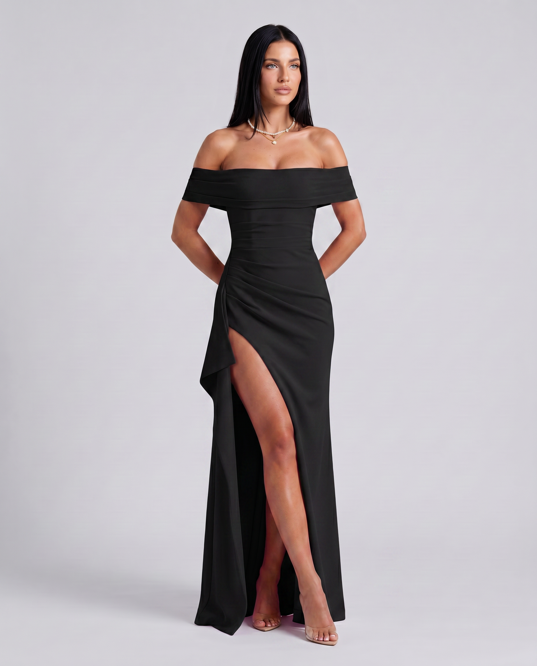 Damen Off Shoulder Maxikleid für elegante Abendmode