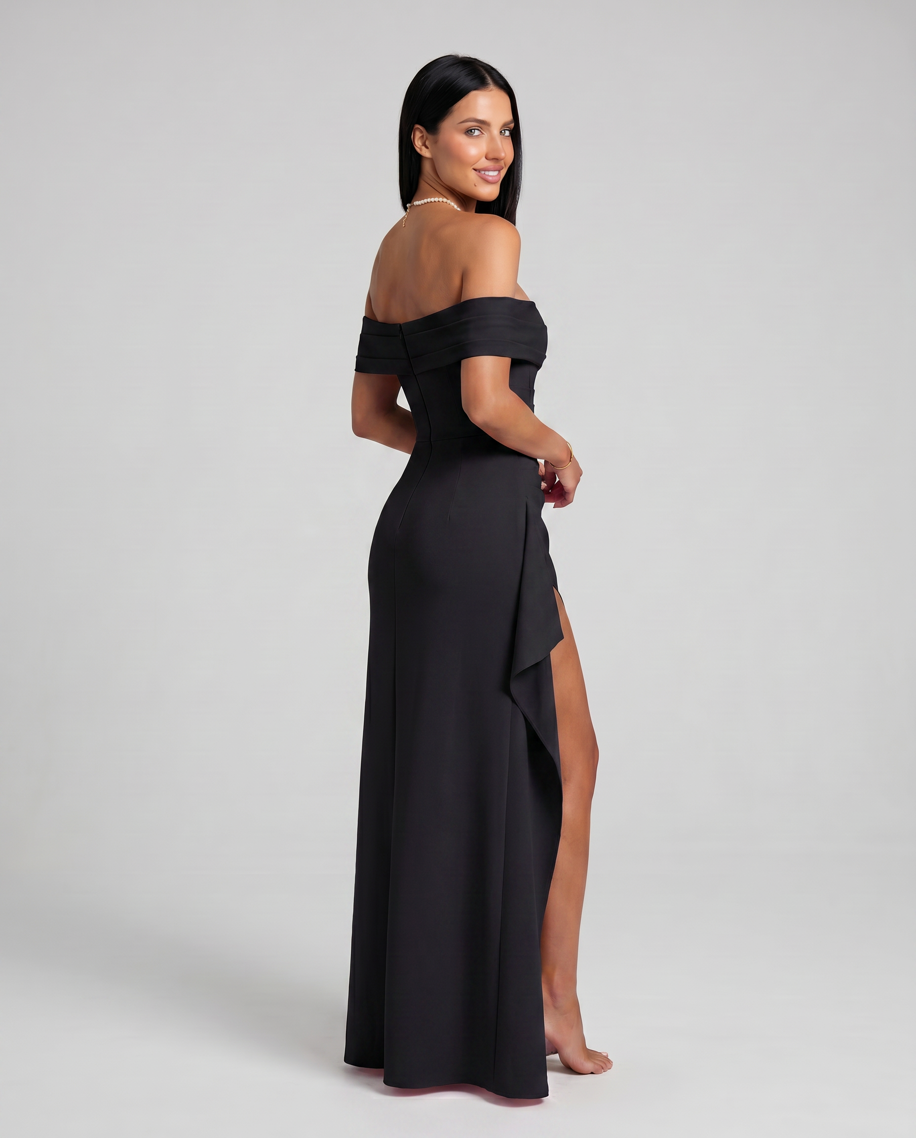 Damen Off Shoulder Maxikleid für elegante Abendmode