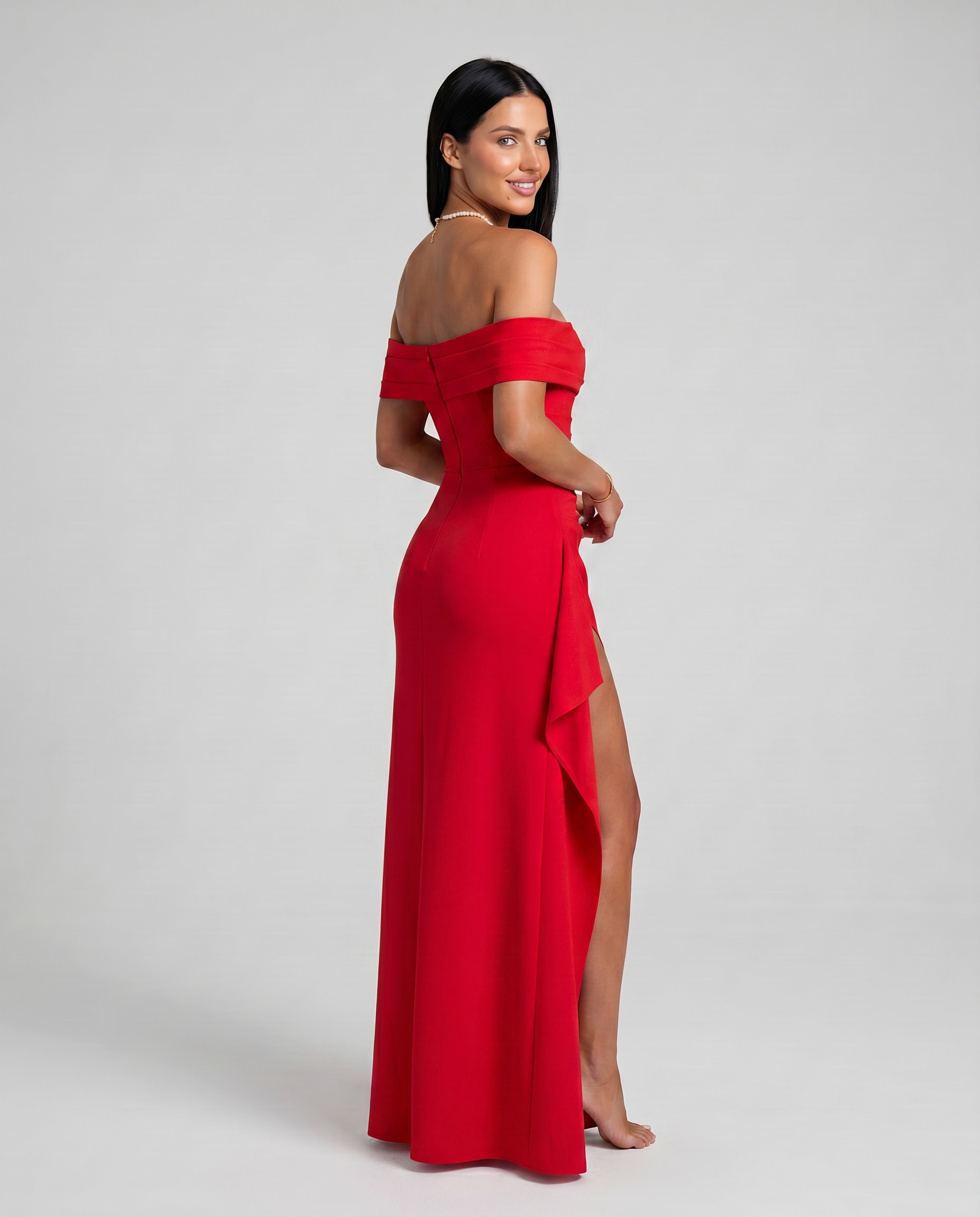 Damen Off Shoulder Maxikleid für elegante Abendmode