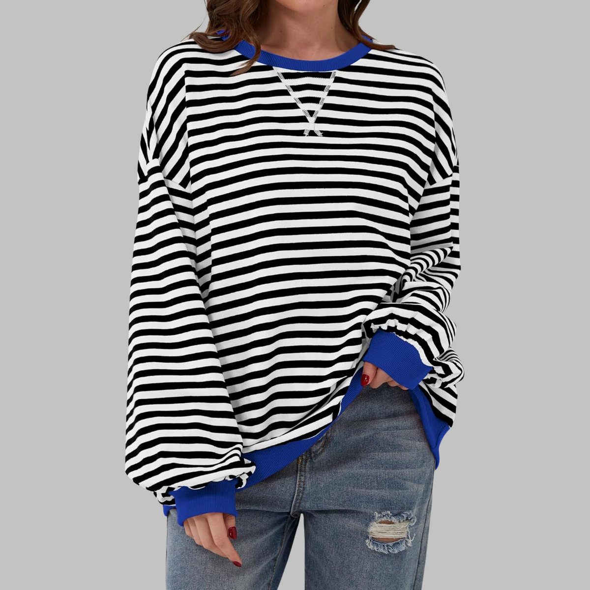 Damen Sweatshirt mit Streifenmuster