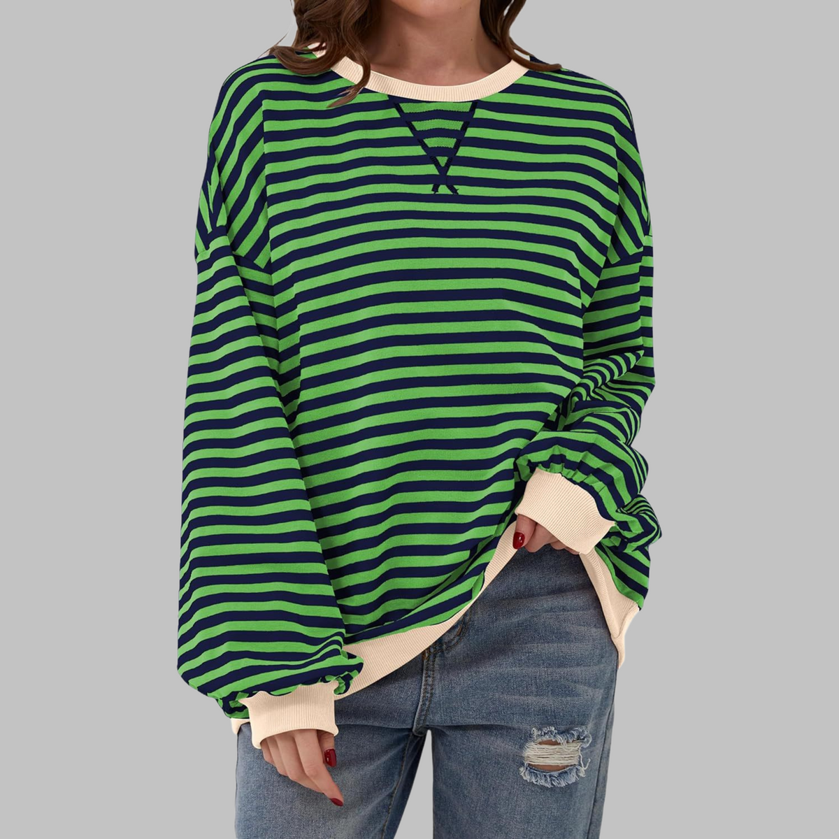Damen Sweatshirt mit Streifenmuster