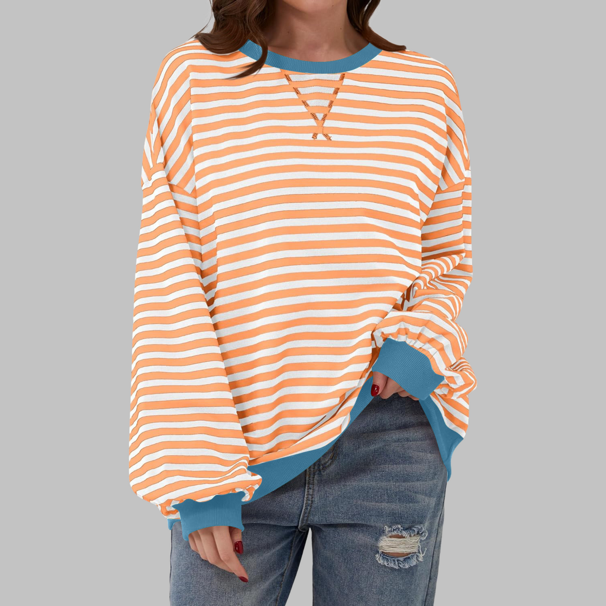 Damen Sweatshirt mit Streifenmuster