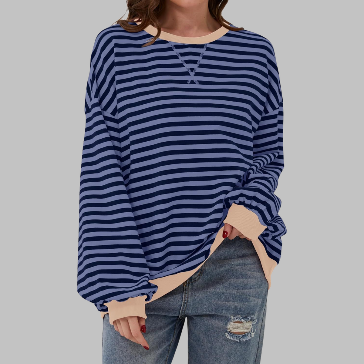 Damen Sweatshirt mit Streifenmuster