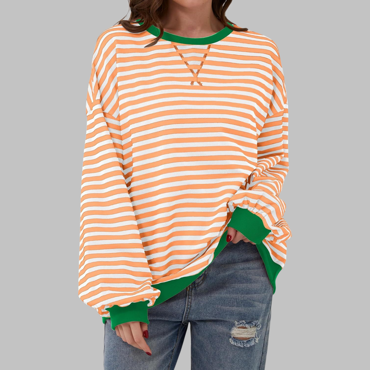 Damen Sweatshirt mit Streifenmuster