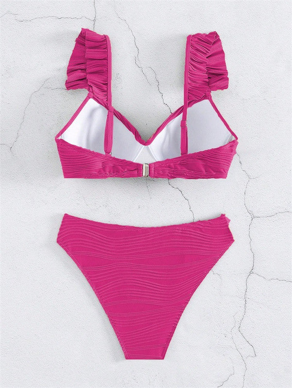Einfarbiges Twist-Bikini-Set
