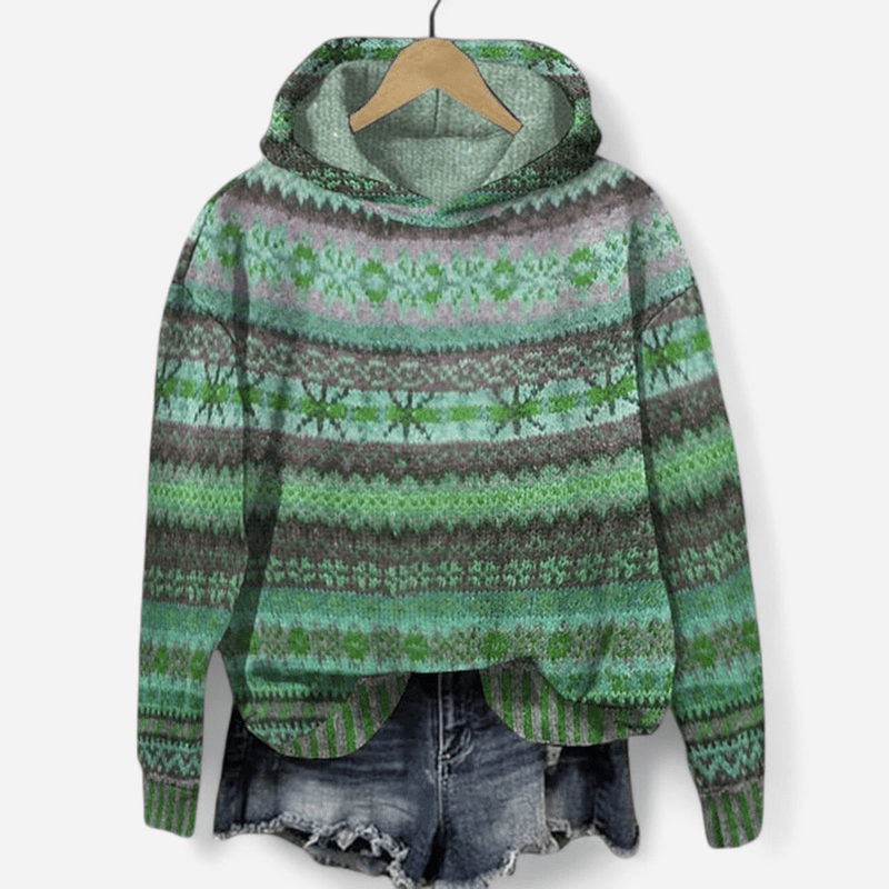 Damen Hoodie mit Ethno Muster im Retro Stil